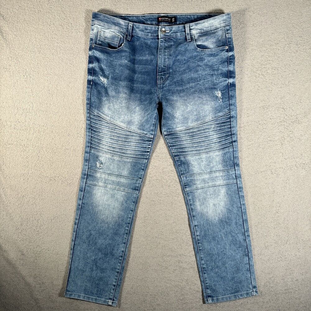 South Pole Jeans Men’s Size 38x30 Skinny‎ Fit 38x28 Moto Distressed Acid Wash